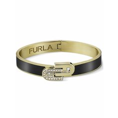 Жесткий браслет FURLA, эмаль, кристалл, 1 шт., размер 16 см, золотистый, черный
