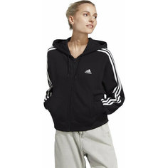 Толстовка спортивная adidas Essentials 3-Stripes French Terry Full Zip Hoodie W, размер S INT, , черный