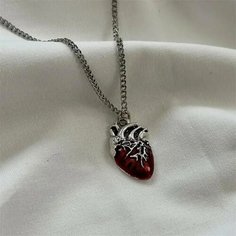 Колье, длина 42 см, серебряный, красный Нет бренда