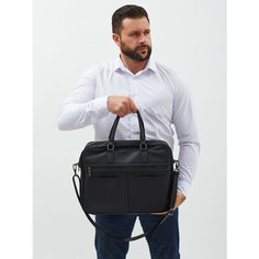 Портфель POUCHMAN, фактура гладкая, черный