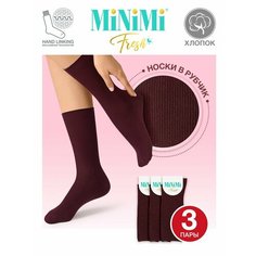 Носки MiNiMi, комплект, 3 пары, размер 35-38, красный, коричневый