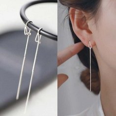 Серьги с подвесками, размер 75 мм, серебристый Style Group