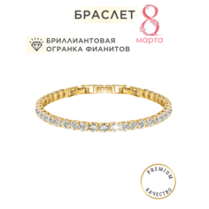 Теннисный браслет Noima, фианит, кристалл, 1 шт., размер 17 см, размер one size, золотистый