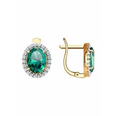 Серьги The Jeweller, красное золото, 375 проба, изумруд синтетический, фианит, , зеленый