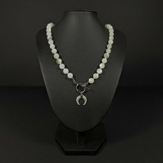 Колье, циркон, лунный камень, длина 43 см, бежевый Нет бренда