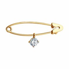 Брошь Diamant online, красное золото, 585 проба, фианит, размер 2.8 см., , прозрачный