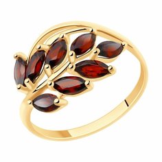 Кольцо Diamant online, красное золото, 585 проба, гранат, размер 19, красный