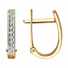 Серьги Diamant online, красное золото, 585 проба, бриллиант, длина 1.4 см, , прозрачный
