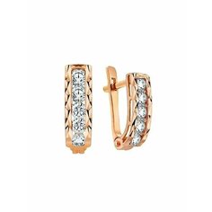 Серьги AZADE, красное золото, 585 проба, фианит, размер 10 мм, длина 1 см, , красный