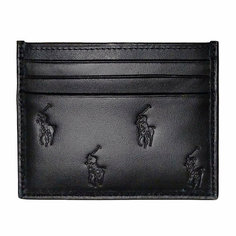 Картхолдер Polo Ralph Lauren, фактура гладкая, с тиснением, черный
