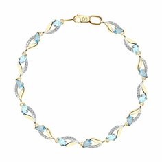 Браслет Diamant online, золото, 585 проба, фианит, топаз, длина 19 см.
