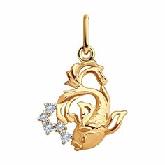 Подвеска Diamant online, красное золото, 585 проба, фианит, прозрачный