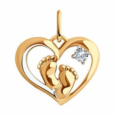 Подвеска Diamant online, красное золото, 585 проба, фианит, размер 1.8 см., прозрачный