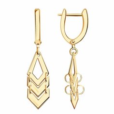 Серьги Diamant online, красное золото, 585 проба, длина 3.9 см