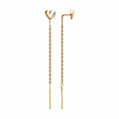 Серьги цепочки Diamant online, красное золото, 585 проба, длина 5 см
