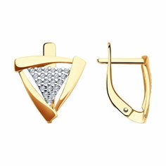 Серьги Diamant online, красное золото, 585 проба, фианит, длина 1.6 см, , прозрачный