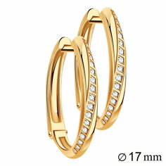 Серьги конго Diamant online, красное золото, 585 проба, фианит, размер 17 мм, , прозрачный