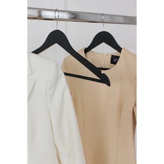 Плечики - вешалки для одежды ladо́m soft-touch, 44,5×1,2×23 см, 3 шт, деревянные, с перекладиной, широкие плечики, цвет черный