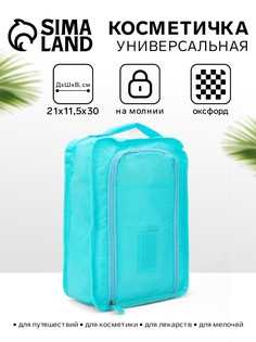 Косметичка дорожная на молнии, с ручкой, с карманом, голубая No Brand