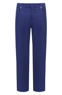 Брюки из хлопка и льна Kiton