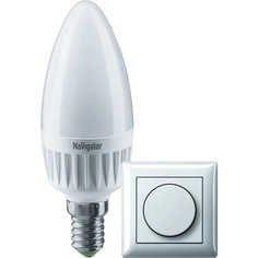 Лампа Navigator LED свеча 7вт e14 холодная Димм.