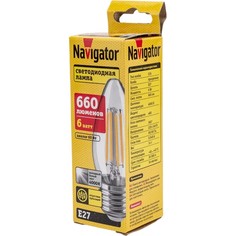 Лампа Navigator LED filament свеча с35 6 вт х е27