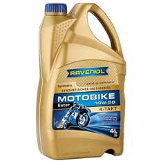 Синтетическое моторное масло RAVENOL Motobike 4-T Ester SAE 10W-50, 4 л