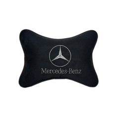 Автомобильная подушка на подголовник алькантара Black с логотипом автомобиля MERCEDES-BENZ Vital Technologies