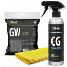 Набор по уходу за стеклом Detail Очиститель стекла CG Clean Glass 500 мл и Салфетка для очистки стекла GW Glass Wipe 40х40
