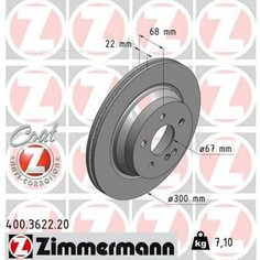 Диск Тормозной (Цена За 1 Шт.) Zimmermann арт. 400.3622.20