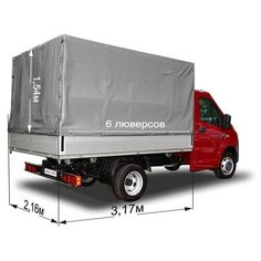 Тент 3,17х2,16х1,54 Стандарт для Газель Next, 6 люверсов, алюминиевый борт, серый Master Tent