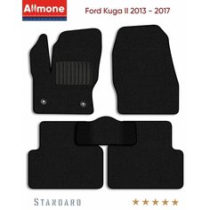 Ворсовые автомобильные коврики в салон "Стандарт" для Ford Kuga 2 (CBS) 2013 - 2017, черные, 5шт. / Форд Куга 2 Allmone