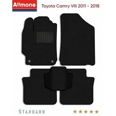 Ворсовые автомобильные коврики в салон "Стандарт" для Toyota Camry 8 (XV55, XV50) 2011 - 2018, черные, 5шт. / Тойота Камри 8 Allmone
