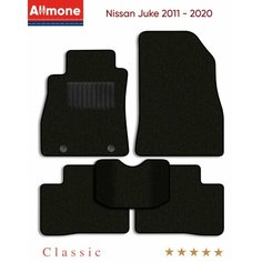 Коврики в салон текстильные Allmone "Классик" для Nissan Juke (YF15) 2011 - 2020, черные, 5шт. / Ниссан Жук