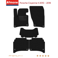 Коврики в салон текстильные Allmone "Премиум+" для Porsche Cayenne 2 (958) 2010 - 2018, черные, 5шт. / Порше Кайен 2