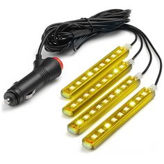 Светодиодная подсветка салона и зоны ног автомобиля 4 модуля 36 LED желтая Electro Kot