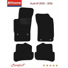 Коврики текстильные Allmone "Комфорт" для Audi A1 1 (8XA, 8X1) 2010 - 2016, черные, 4шт. / Ауди А1 / ворсовые / автоковрики в салон