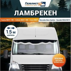 Ламбрекен для Газель на лобовое и боковые стекла 1.5м. бархат черный без надписи Газелист 52
