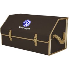 Органайзер-саквояж "Союз" в багажник Volkswagen (Фольксваген), размер XL Plus. Цвет: коричневый с бежевой окантовкой. A&P Групп