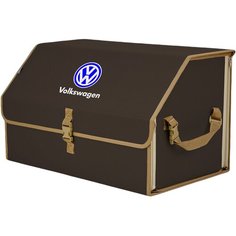 Органайзер-саквояж "Союз" в багажник Volkswagen (Фольксваген), размер XL. Цвет: коричневый с бежевой окантовкой. A&P Групп