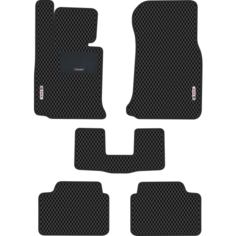 Автомобильные коврики EVA для BMW 1 II F20\21 (2011-н/в) с каучуковым подпятником и 2 эмблемами BMW, чёрные с чёрным кантом, ячейка - ромб Carstar