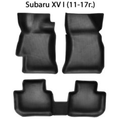 Автомобильные коврики ЭВА с Бортами для Subaru XV I (11-17г.). ЕВА соты от SUPERVIP для Субару XV 1 (11-17г.). Черный цвет.