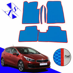 Автомобильные коврики EVA/ЕВА/ЭВА для Kia Ceed 2 (JD) 2012-2018 с передними боковинами василек красный Avtoso