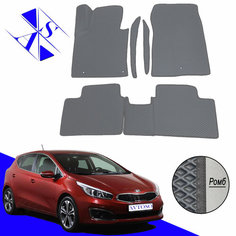 Автомобильные коврики EVA/ЕВА/ЭВА для Kia Ceed 2 (JD) 2012-2018 с передними боковинами серый темно серый Avtoso