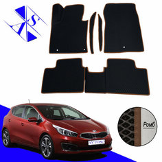 Автомобильные коврики EVA/ЕВА/ЭВА для Kia Ceed 2 (JD) 2012-2018 с передними боковинами черный коричневый Avtoso