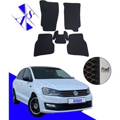 Автомобильные коврики EVA/ЕВА/ЭВА для Volkswagen Polo 5 (V) седан 2010-2020 черный черный Avtoso