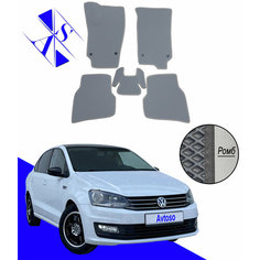 Автомобильные коврики EVA/ЕВА/ЭВА для Volkswagen Polo 5 (V) седан 2010-2020 серый темно серый Avtoso