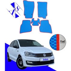 Автомобильные коврики EVA/ЕВА/ЭВА для Volkswagen Polo 5 (V) седан 2010-2020 василек красный Avtoso