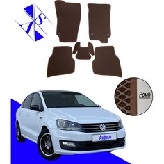 Автомобильные коврики EVA/ЕВА/ЭВА для Volkswagen Polo 5 (V) седан 2010-2020 коричневый коричневый Avtoso