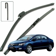 Дворники Honda Civic (8) FD / Хонда Цивик ФД седан 2005 / 2006 / 2007 / 2008 Щетки стеклоочистителя бескаркасные автомобильные LYNXauto к-т 2шт, 700мм-600мм